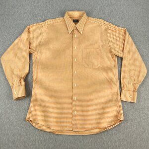 Gitman Bros. Shirt Mens M Long Sleeve Button Down Orange Gingham Plaid USA Made
